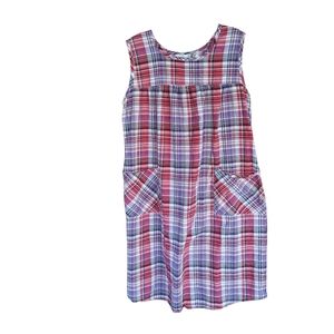 Comfort Choice Vintage Red Plaid Sleeveless Nightgown Medium